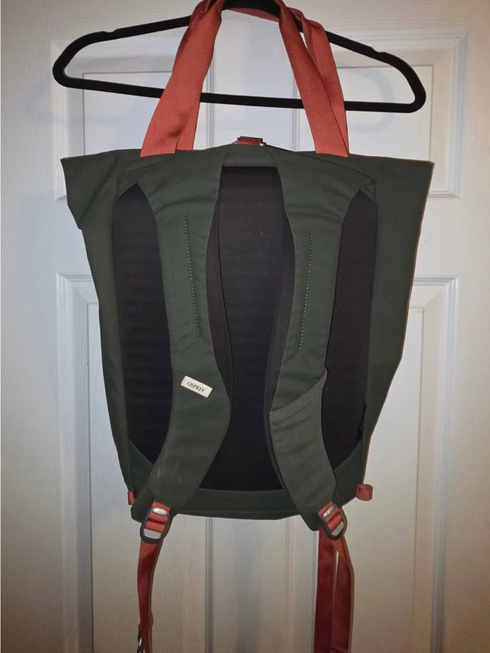 OSPREY Roll-Top Backpack in Olive Green, Navy & Rust